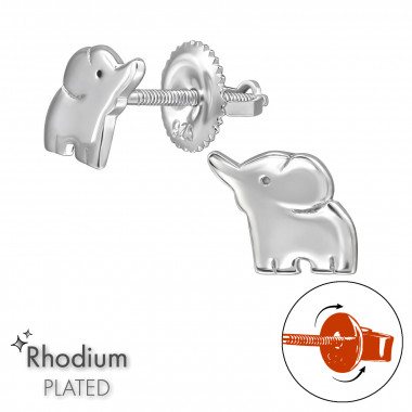 Baby Elephant - 925 Sterling Silver Screw Back Ear Studs SD49308