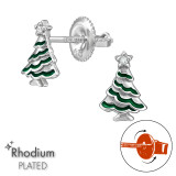 Christmas Tree - 925 Sterling Silver Screw Back Ear Studs SD49310