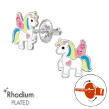 Unicorn - 925 Sterling Silver Screw Back Ear Studs SD49312