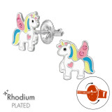 Unicorn - 925 Sterling Silver Screw Back Ear Studs SD49312