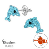 Dolphin - 925 Sterling Silver Screw Back Ear Studs SD49317