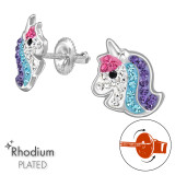 Unicorn - 925 Sterling Silver Screw Back Ear Studs SD49318