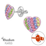 Heart - 925 Sterling Silver Screw Back Ear Studs SD49320