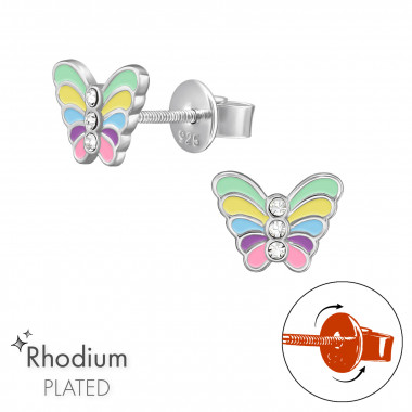 Butterfly - 925 Sterling Silver Screw Back Ear Studs SD49324