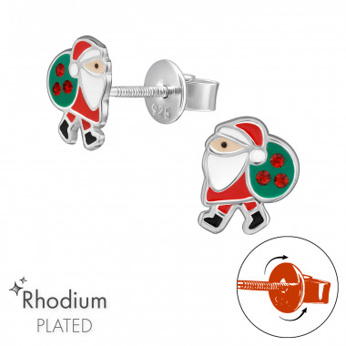 Santa Claus - 925 Sterling Silver Screw Back Ear Studs SD49326