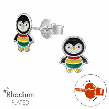 Penguin - 925 Sterling Silver Screw Back Ear Studs SD49327