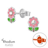 Flower - 925 Sterling Silver Screw Back Ear Studs SD49329