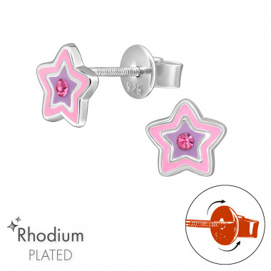 Star - 925 Sterling Silver Screw Back Ear Studs SD49330