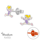 Gymnastics Girl - 925 Sterling Silver Screw Back Ear Studs SD49331