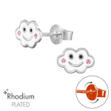 Smiley Cloud - 925 Sterling Silver Screw Back Ear Studs SD49332