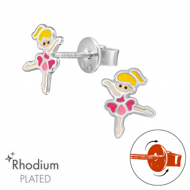 Ballerina - 925 Sterling Silver Screw Back Ear Studs SD49337