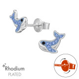 Whale - 925 Sterling Silver Screw Back Ear Studs SD49345