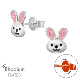 Rabbit - 925 Sterling Silver Screw Back Ear Studs SD49346