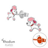 Poodle Dog - 925 Sterling Silver Screw Back Ear Studs SD49347