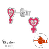 Heart Cross - 925 Sterling Silver Screw Back Ear Studs SD49351