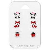 Panda, Fox And Ladybug - 925 Sterling Silver Kids Jewelry Sets SD48997