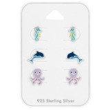 Dolphin, Octopus And Seahorse - 925 Sterling Silver Kids Jewelry Sets SD48998