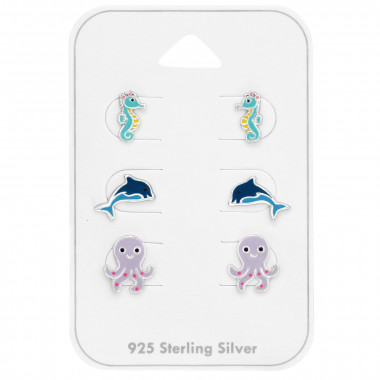 Dolphin, Octopus And Seahorse - 925 Sterling Silver Kids Jewelry Sets SD48998