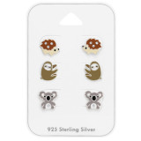Hedgehog, Sloth And Koala - 925 Sterling Silver Kids Jewelry Sets SD49000