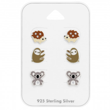 Hedgehog, Sloth And Koala - 925 Sterling Silver Kids Jewelry Sets SD49000