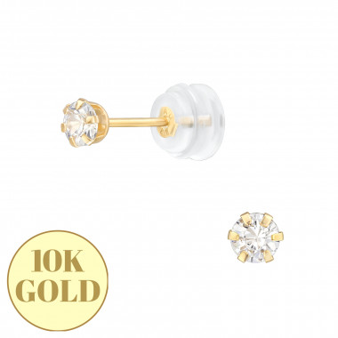 3mm 6 Prong Round - 10K Gold Gold Earrings SD48914