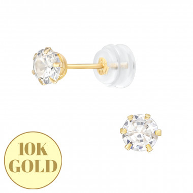 4mm 6 Prong Round - 10K Gold Gold Earrings SD48915