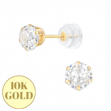 5mm 6 Prong Round - 10K Gold Gold Earrings SD48916