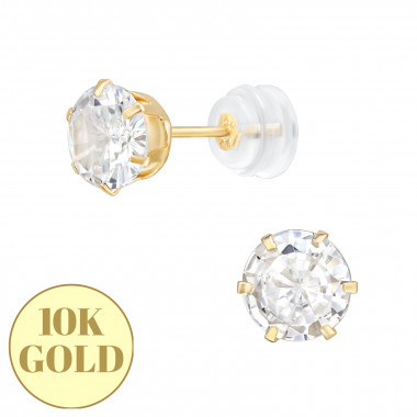 6mm 6 Prong Round - 10K Gold Gold Earrings SD48917