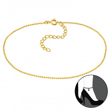 Ball Chain - 925 Sterling Silver Silver Anklets SD48640