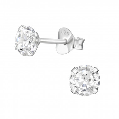 Round 5mm - 925 Sterling Silver Basic Stud Earrings SD33205