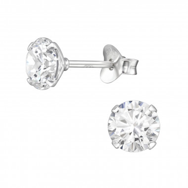 Round - 925 Sterling Silver Basic Stud Earrings SD34040