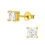 Square 4mm - 925 Sterling Silver Basic Stud Earrings SD35331