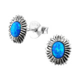 Flower Synthetic - 925 Sterling Silver Semi-Precious Stud Earrings SD23666