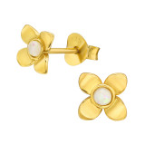 Flower - 925 Sterling Silver Semi-Precious Stud Earrings SD44579