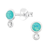 Geometric - 925 Sterling Silver Semi-Precious Stud Earrings SD44642