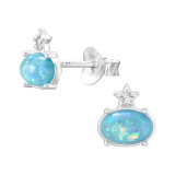 Oval - 925 Sterling Silver Semi-Precious Stud Earrings SD46303