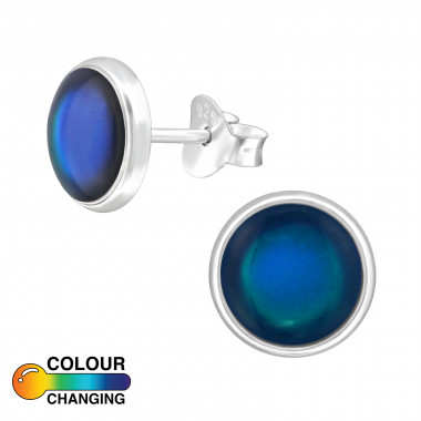 Round - 925 Sterling Silver Semi-Precious Stud Earrings SD47080