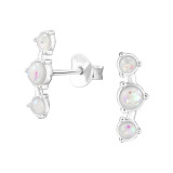 Curved - 925 Sterling Silver Semi-Precious Stud Earrings SD48310