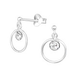 Circle - 925 Sterling Silver Stud Earrings with Crystals SD17891