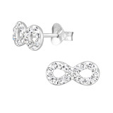 Infinity - 925 Sterling Silver Stud Earrings with Crystals SD18777