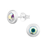 Round - 925 Sterling Silver Stud Earrings with Crystals SD24384