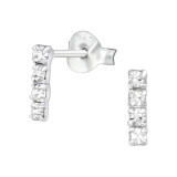 Bar - 925 Sterling Silver Stud Earrings with Crystals SD26519