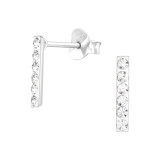 Bar - 925 Sterling Silver Stud Earrings with Crystals SD33693