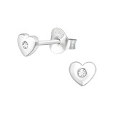 Heart - 925 Sterling Silver Stud Earrings with Crystals SD39195