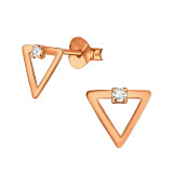 Triangle - 925 Sterling Silver Stud Earrings with Crystals SD40907