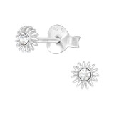 Sun - 925 Sterling Silver Stud Earrings with Crystals SD40988