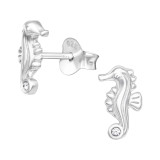 Seahorse - 925 Sterling Silver Stud Earrings with Crystals SD41329