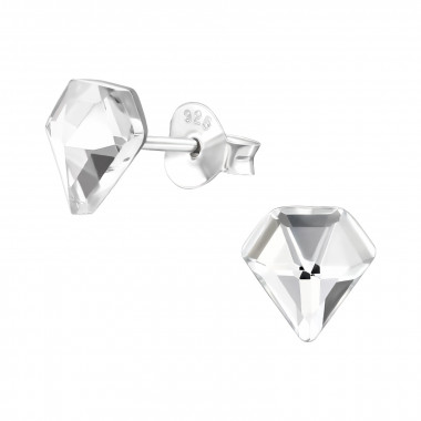 Diamond - 925 Sterling Silver Stud Earrings with Crystals SD41495