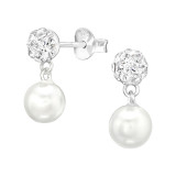 Bell - 925 Sterling Silver Stud Earrings with Crystals SD42275