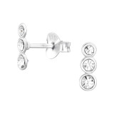 Geometric - 925 Sterling Silver Stud Earrings with Crystals SD44724